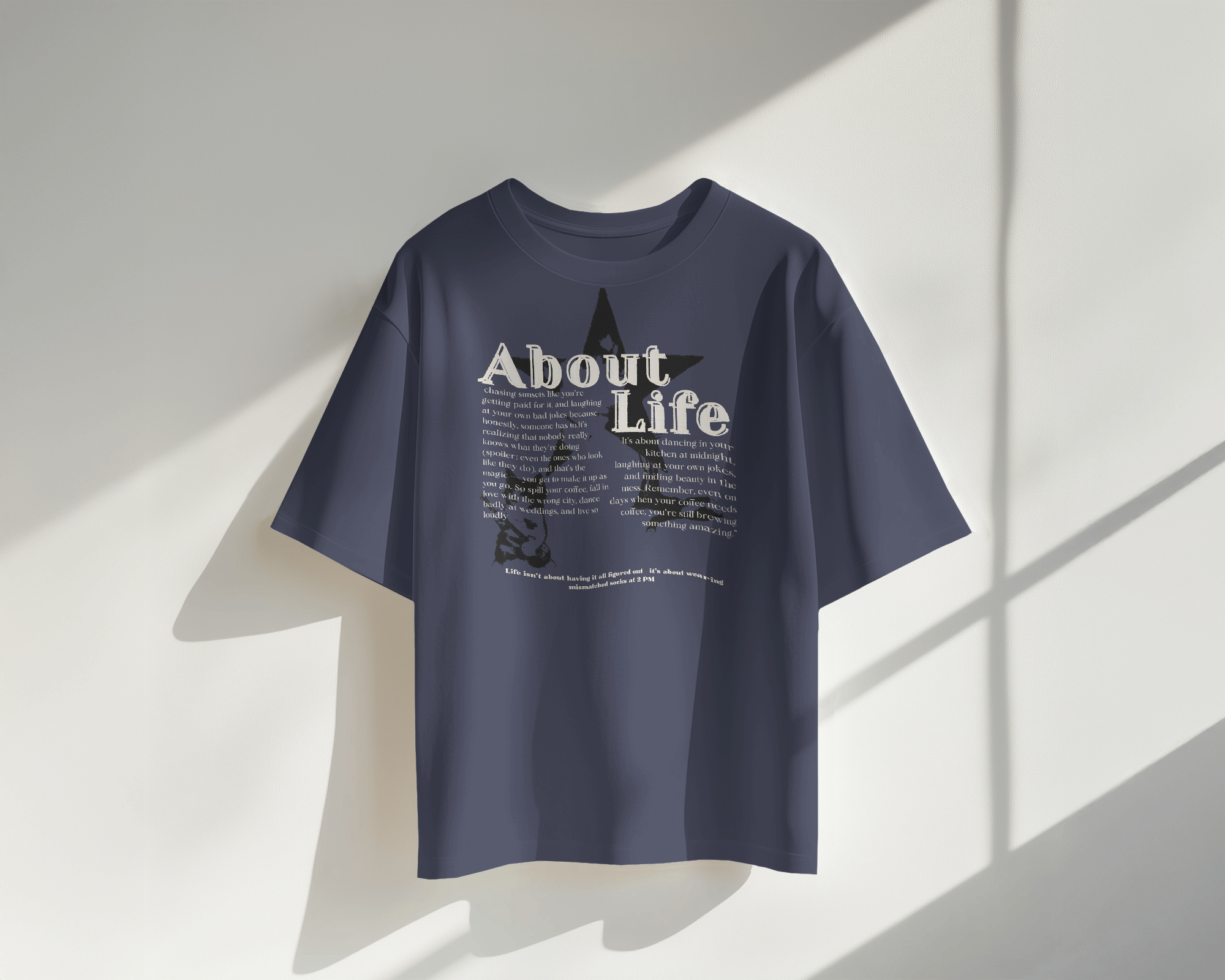 About Life : Oversized Navy Blue T-shirt