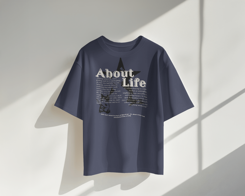 About Life : Oversized Navy Blue T-shirt