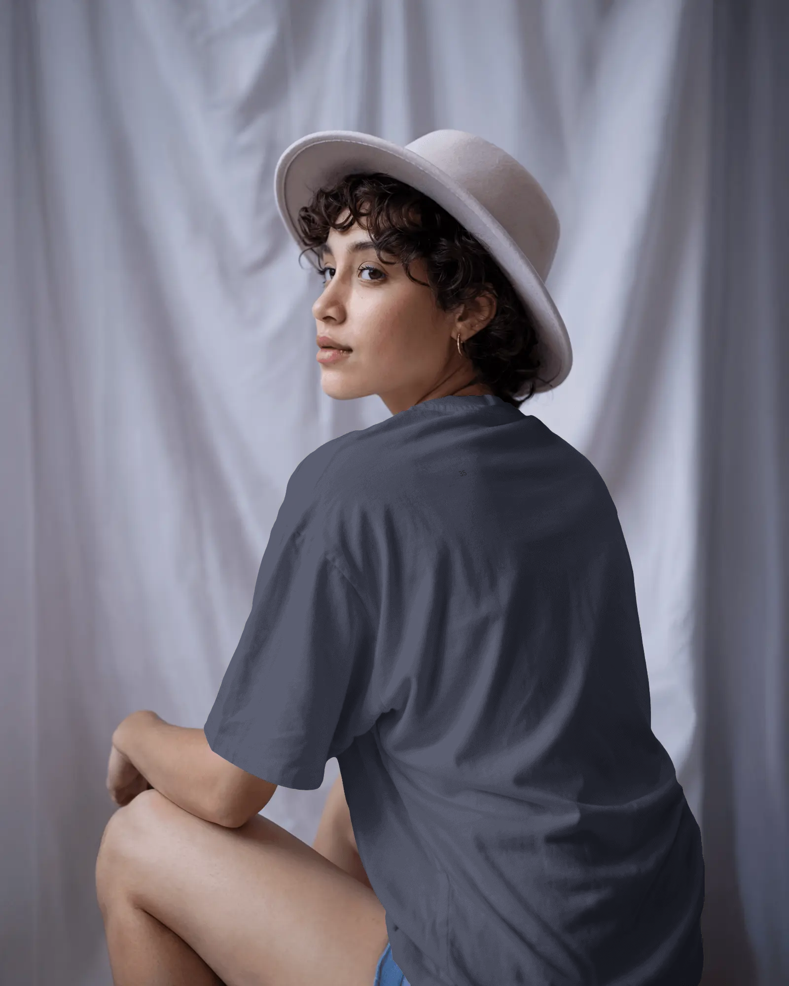 About Life : Oversized Navy Blue T-shirt