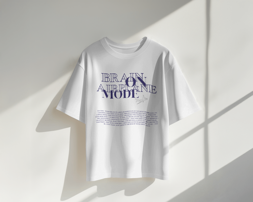 Brain on Airplane Mode : Oversized White T-shirt